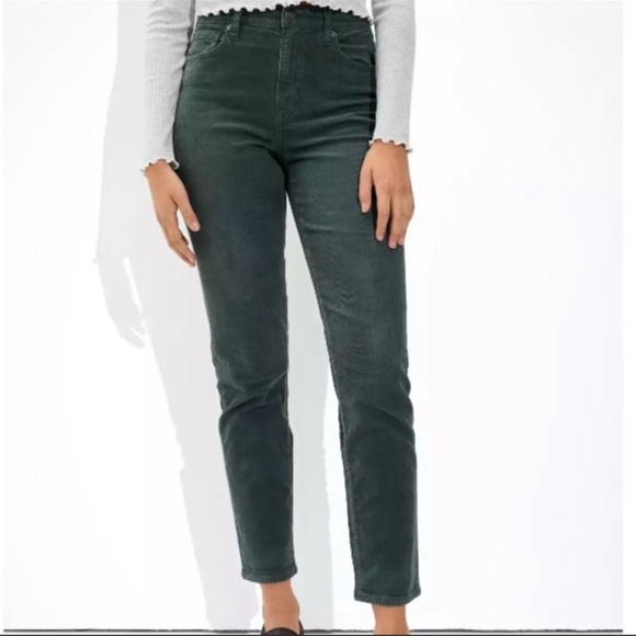 Green Cord Mom Jeans - Picture 1 of 4